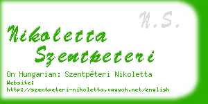 nikoletta szentpeteri business card